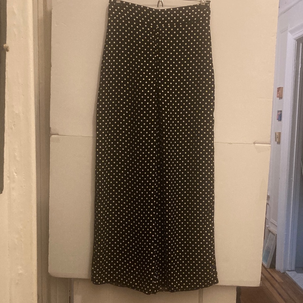 Zara Black and White Polka Dot Wide Leg Chopped Pants Size S